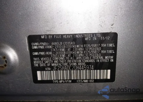 2013 Subaru Forester 2.5X Premium from USA, damaged, VIN JF2SHADC2DH445974